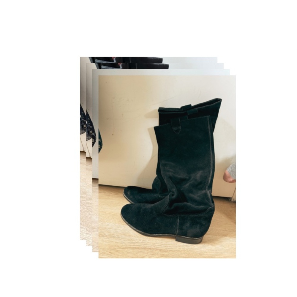 Black Suede Knee-High Boots